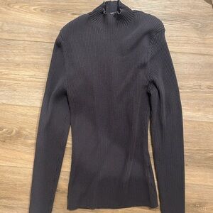 H&M grey turtleneck long sleeve ribbed top Size S #turtleneck #knitwear